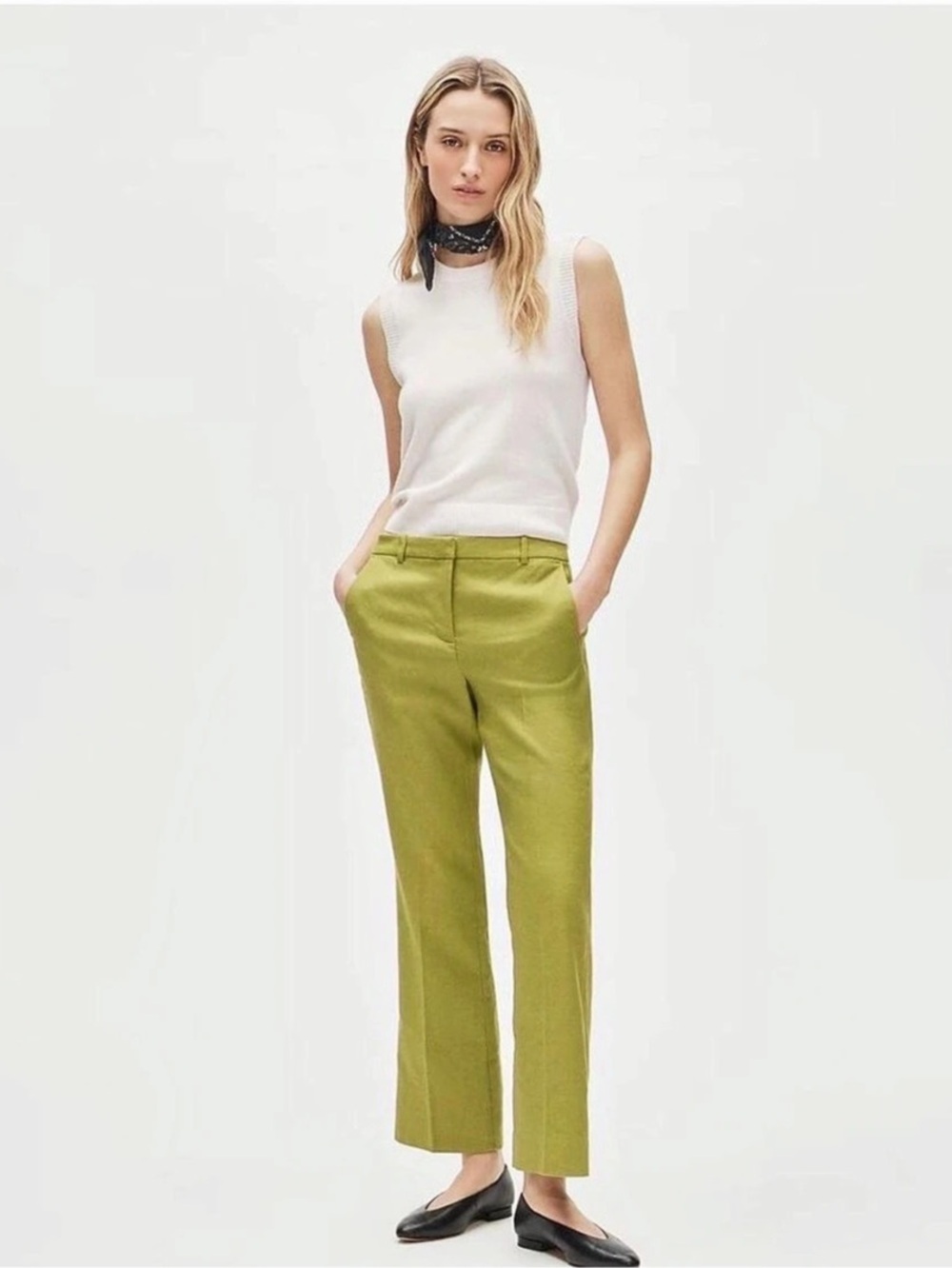 J.Crew Kaya pant in stretch linen blend Green Ankle Pants